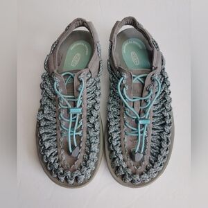 KEEN Uneek Woven Bungee Cord Sandals Women's  Gray Green Outdoor US 9.5
